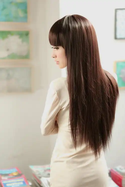 长直发齐刘海长发女发仿真假发蓬松直