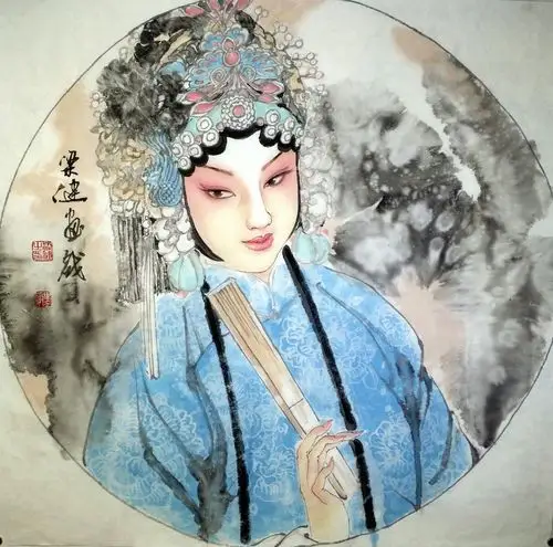 梁健,中国美协会员,中国工笔画学会会员,水线墨采戏曲人物欣赏 - 美篇