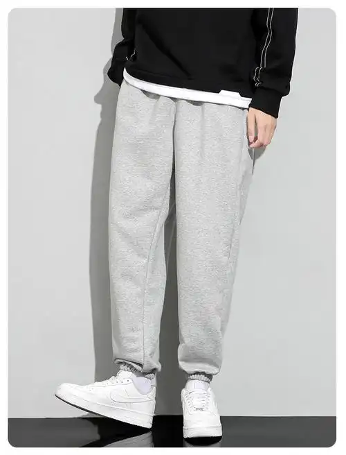 开仓破价啄木鸟轻奢品牌灰色运动裤男夏季薄款宽松束脚九分卫裤潮流加