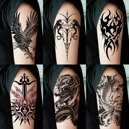 半臂图腾纹身贴 防水持久男女手臂龙 狼 虎 鹰个性花臂仿真刺青贴