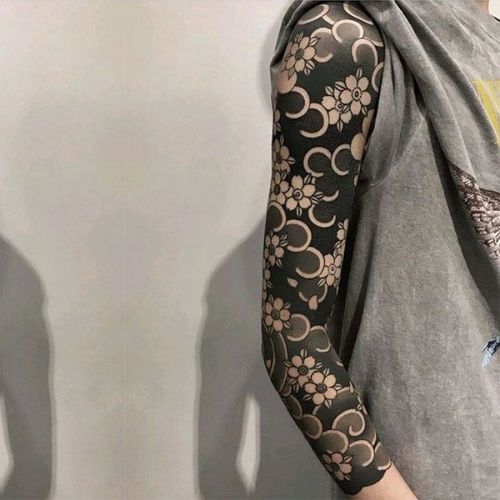 淘菲象海浪纹身贴樱花臂全臂女男满臂大花臂不反光防水浪花日式草本