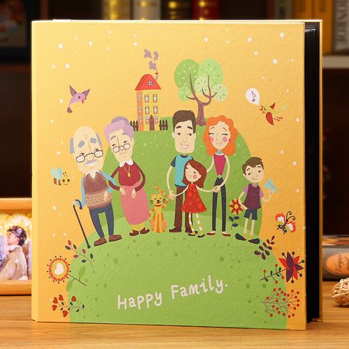 张照片收纳5寸皮质宝宝影集相册本纪念册插页式大容量家庭 幸福一家人