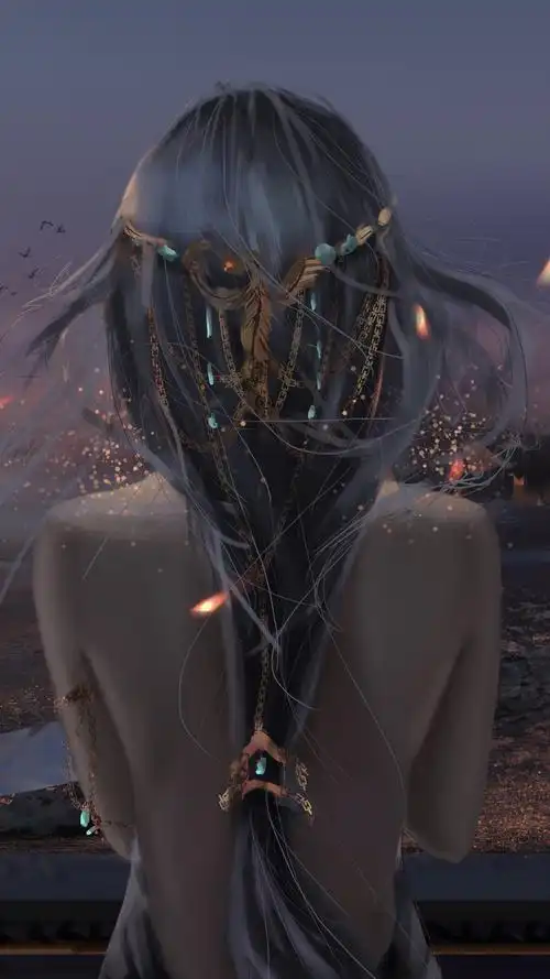 露背女孩背影长发唯美4k手机壁纸竖屏动漫_手机壁纸图片高清壁纸_墨鱼