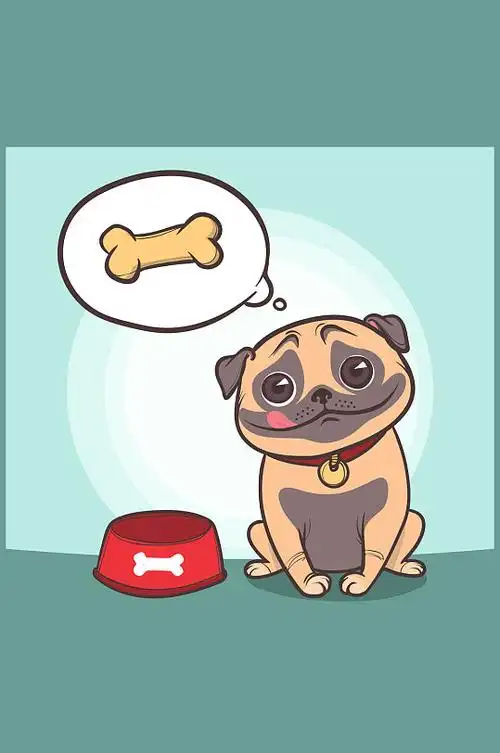 可爱想吃骨头的哈巴狗矢量素材