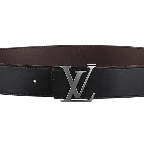 海外直邮lv路易威登男士腰带双面牛皮黑棕40毫米闪亮镀钌黄铜带扣皮带