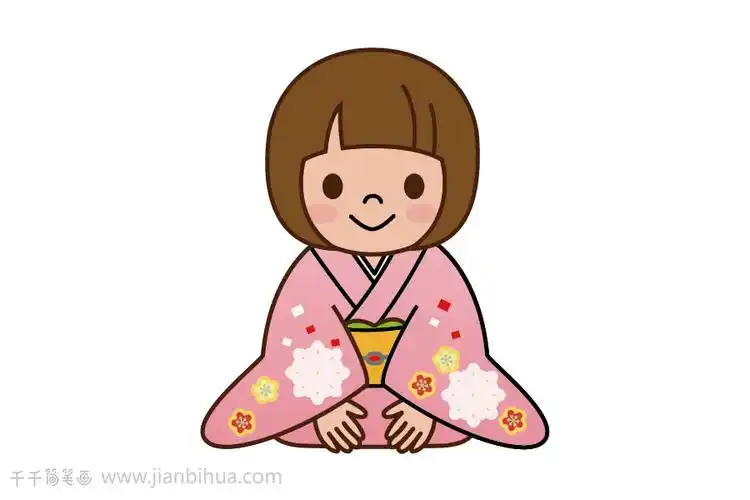 可爱的日本小女孩简笔画