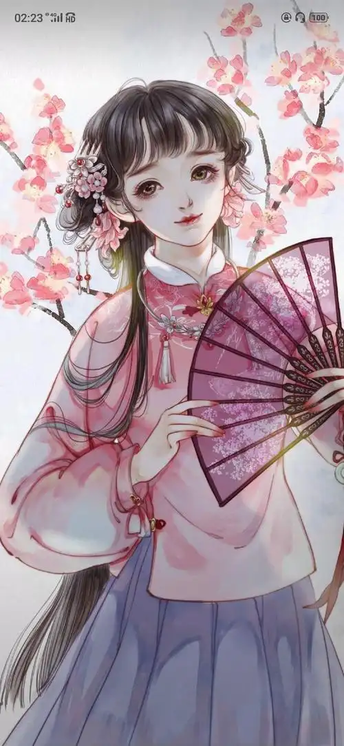 手绘古风美人手机桌面背景壁纸锁屏:有美一人,清扬婉兮,来看看