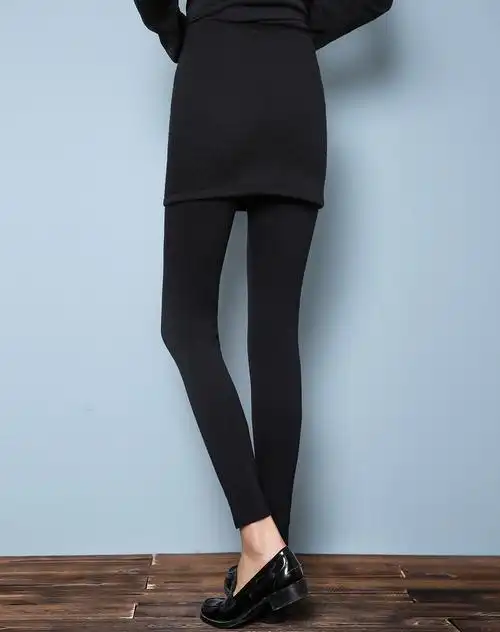 黑色修身加绒打底裤