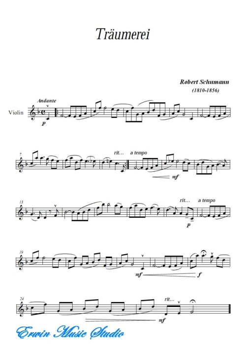 梦幻曲(小提琴曲谱)