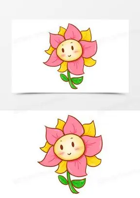 卡通手绘微笑的小花免抠元素