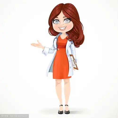 漂亮的卡通女医生与深色头发