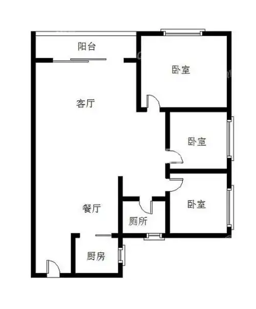 珠海市实验中学对面 鸿泰花园86平三房 家私家电齐全拎包入住2200每月