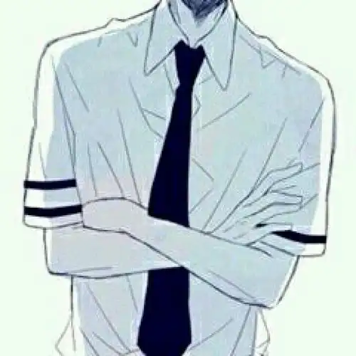 黑白动漫男头 二次元 插画 半身头像 衬衫