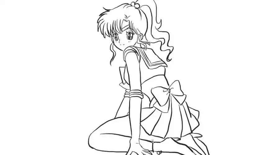 《美少女战士》中美丽的木星之木野真琴卡通动漫简笔画画