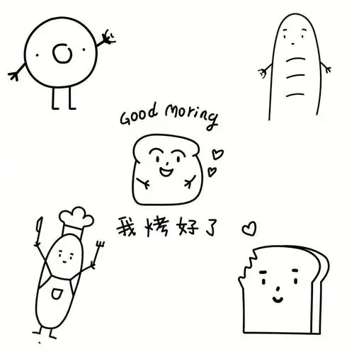今日份早餐来啦简笔画面包合集