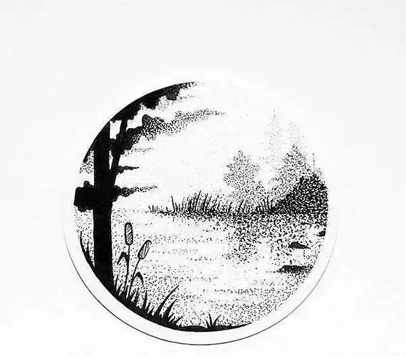 手绘黑白装饰画