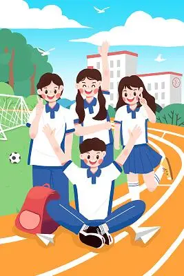 青春校园插画卡通人物pg素材卡通青春校园插画