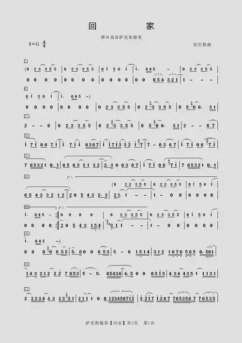 申请指导萨克斯独奏曲《回家》