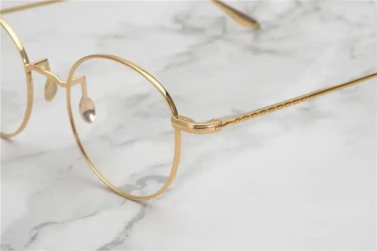日本本极简风文艺细边金丝眼镜一体鼻托超轻眼镜架