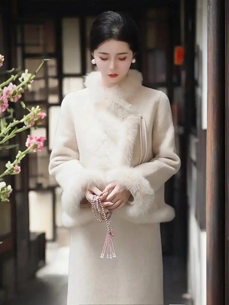 冬季新中式穿搭 | 毛呢外套搭配半裙