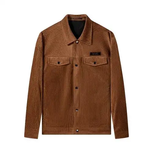 柒牌茄克衫男秋季新款长袖灯芯绒时尚休闲工装风翻领夹克外套上衣121j