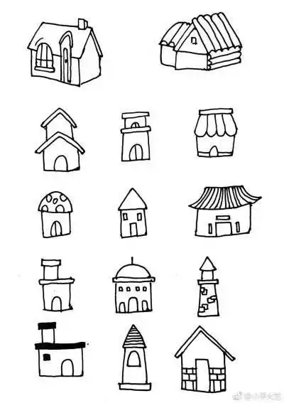 简笔画 房子简笔画我未来的房子8种小房子的画法手账简笔画房子素材多