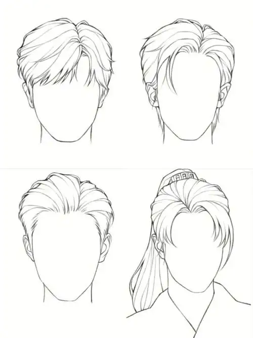 男生头发线稿练习