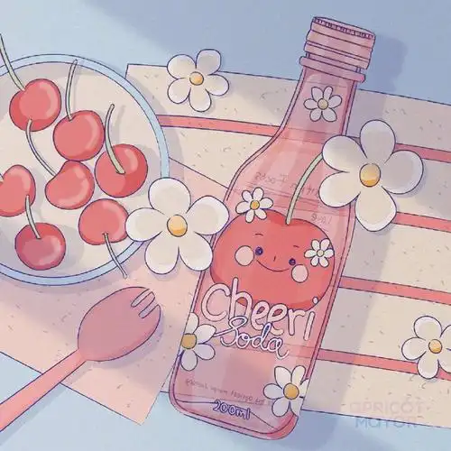 能吃的夏日樱花粉系插画~夏天当然少不了这些小零食和冷饮了粉粉的