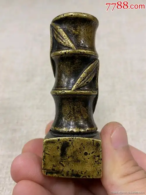 纯铜实心节节高升印章印文大千居士宽28高76重287克