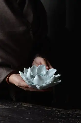 茶道茶宠摆件精品可养手工陶瓷茶玩禅意荷花莲花茶宠变色茶具配件