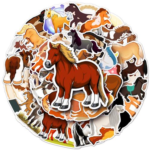 50张卡通动物矮脚马云南湛马可爱涂鸦diy行李箱汽车滑板吉他贴纸