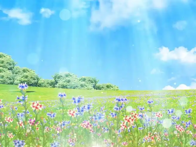 (jst35)通花草地绿色蓝天白云儿童节目幼儿园舞蹈舞台演出led背景视频