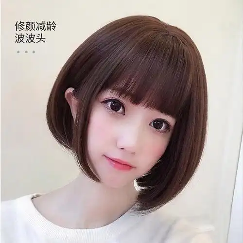 假发短发夏款齐刘海波波头套直发时尚网红蓬松日常整顶假发