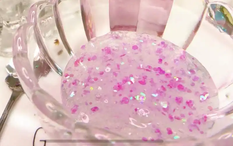 【水晶泥制作】粉色史莱姆,加入了桃花,仙气十足