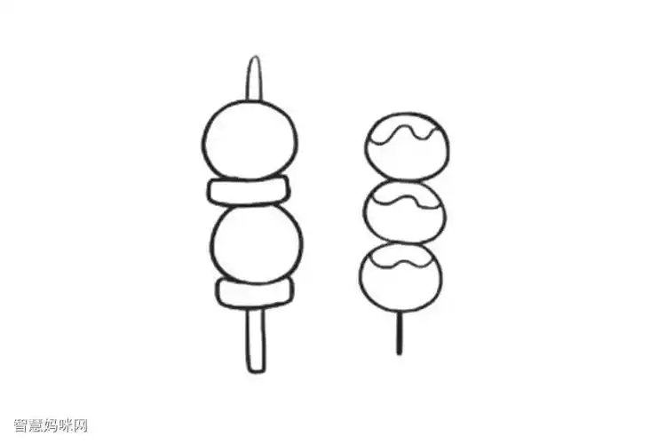可爱烤串简笔画画法步骤
