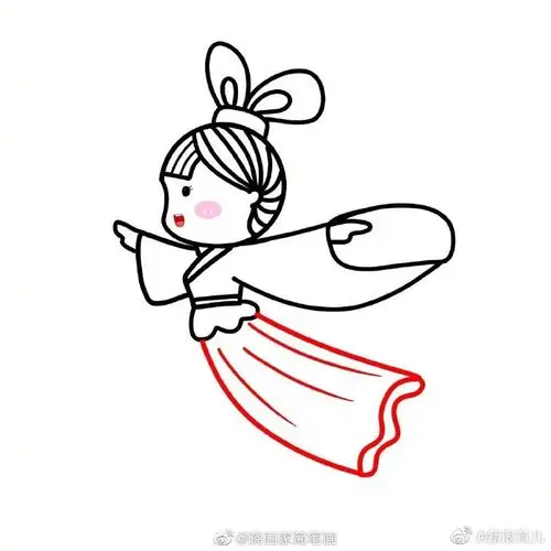 中秋节快到啦,给大家带来一个飞天的小仙女简笔画图解↓↓↓马
