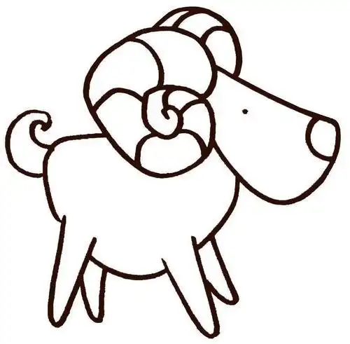弯角的盘羊动物简笔画-e学堂