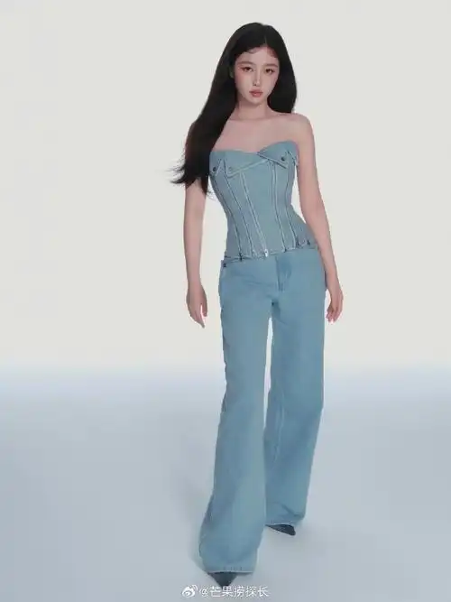 虞书欣清甜桃桃妆##虞书欣连体牛仔衣##虞书欣