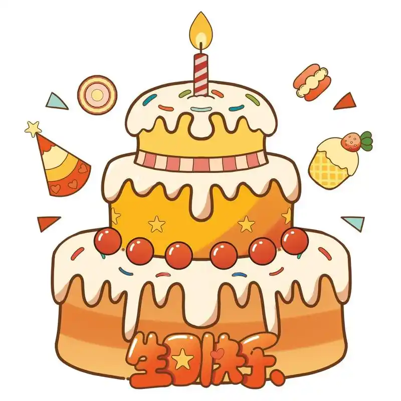 98手绘生日蛋糕可爱手绘素材 98卡通可爱粉色生日蛋糕手绘素材