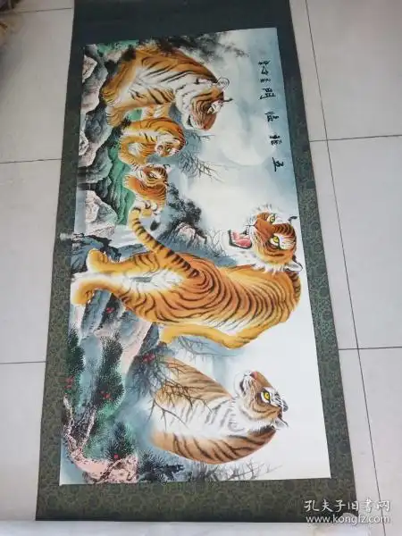 中国美协理事谭乐丹作品老虎一幅约8平尺原装裱.