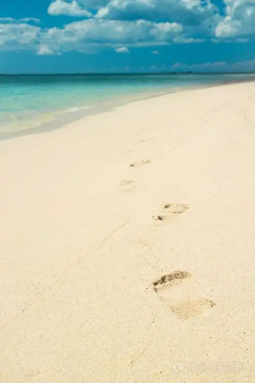 在有选择地针对的沙滩上的脚印