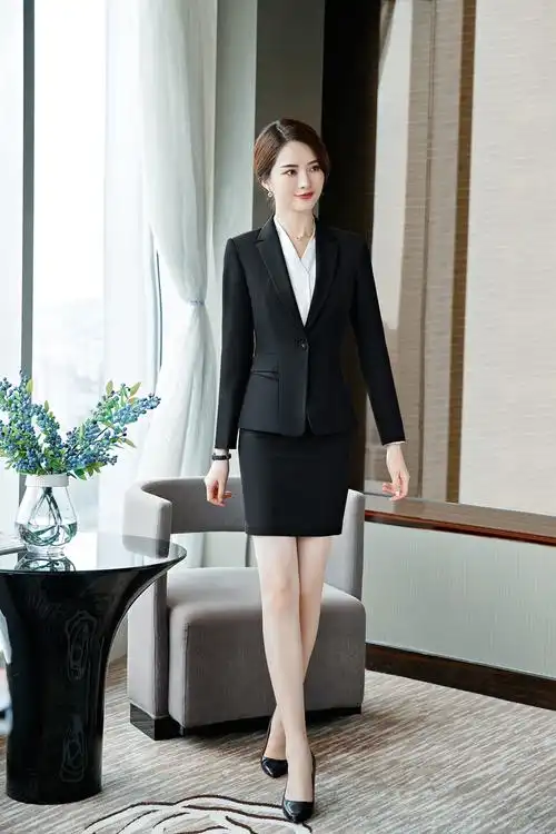 2021春秋季长袖ol职业女裙套装商务正装女士工作服修身收腰工装06