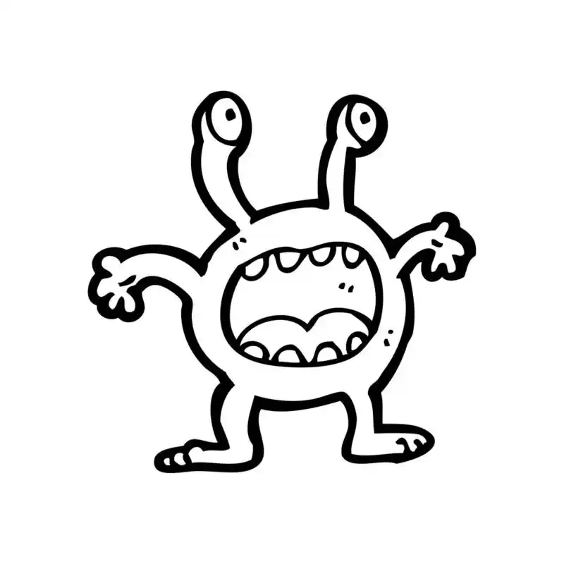 疯狂的外星人卡通,矢量,疯狂的外来卡通,在白色背景上