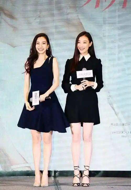 倪妮的身高太占优势和杨颖同穿黑色看出差别