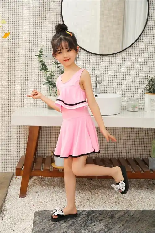 5-8岁韩国儿童泳衣女女童公主可爱温泉小童女孩连体裙式女童泳衣