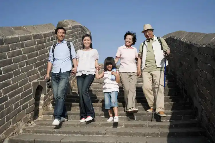 东方人,儿童,老年人,背,夫妻,母亲,父亲,女儿,祖母,祖父,三代同堂