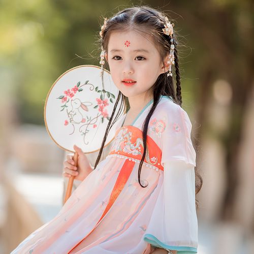 汉服女童春秋刺绣古风风中国风宝宝襦裙超仙唐装