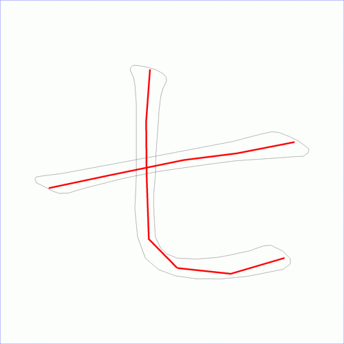 国字: 七的笔顺 (2画)