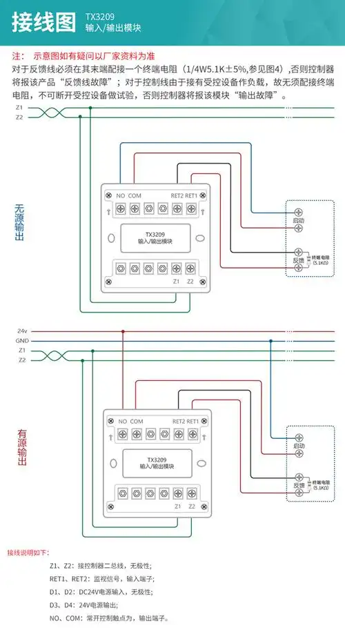 泰和安tx3209输入输出模块接线示意图