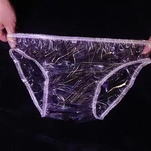 特价处理全新全透明pvc平角裤epu塑料透视女低腰开档性感三角裤